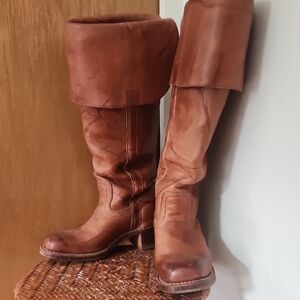 Frye Black and Tan Thigh or Knee High Leather Boots